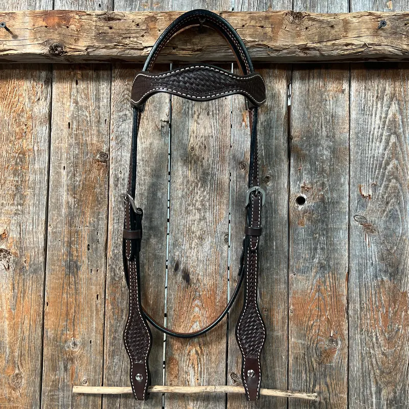 Basketweave Dark Oil Browband Headstall / Bridle 1
