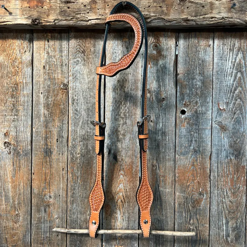 Basketweave Light Oil One Ear Headstall / Bridle 1