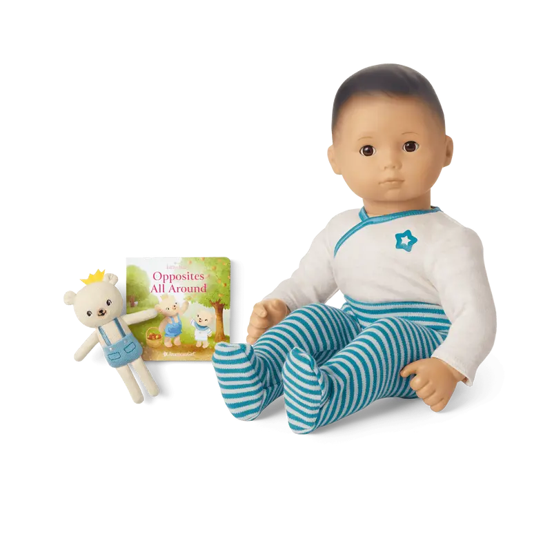 Bitty Baby® Doll #4 In Soft Blue + Bear Friend & Board Book 1