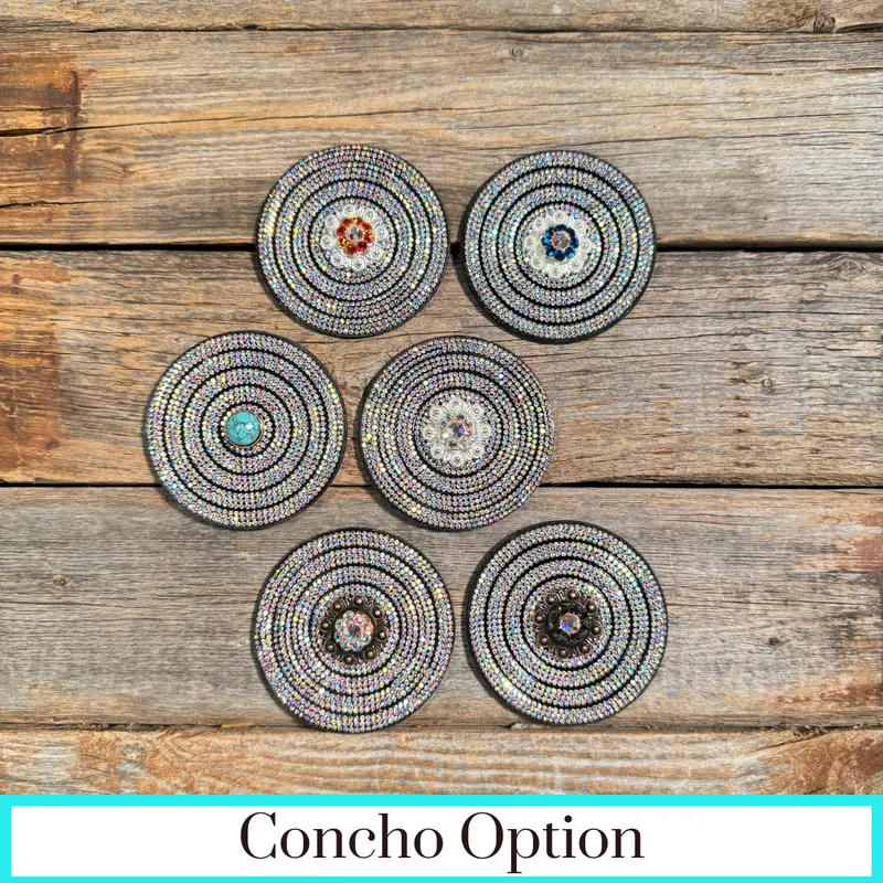 Black Ab Circle Rhinestone Rosette - Assorted Conchos 1