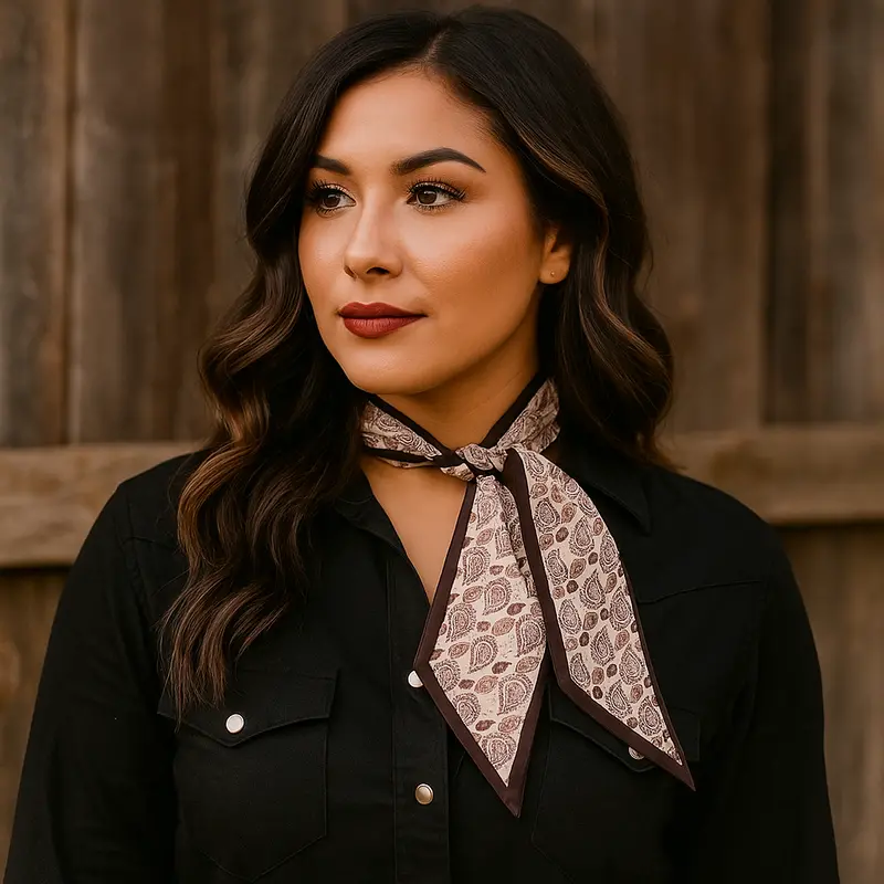 Black And Brown Western Skinny Mini Wild Rag Scarf / Cowgirl Necktie #Tw119 1