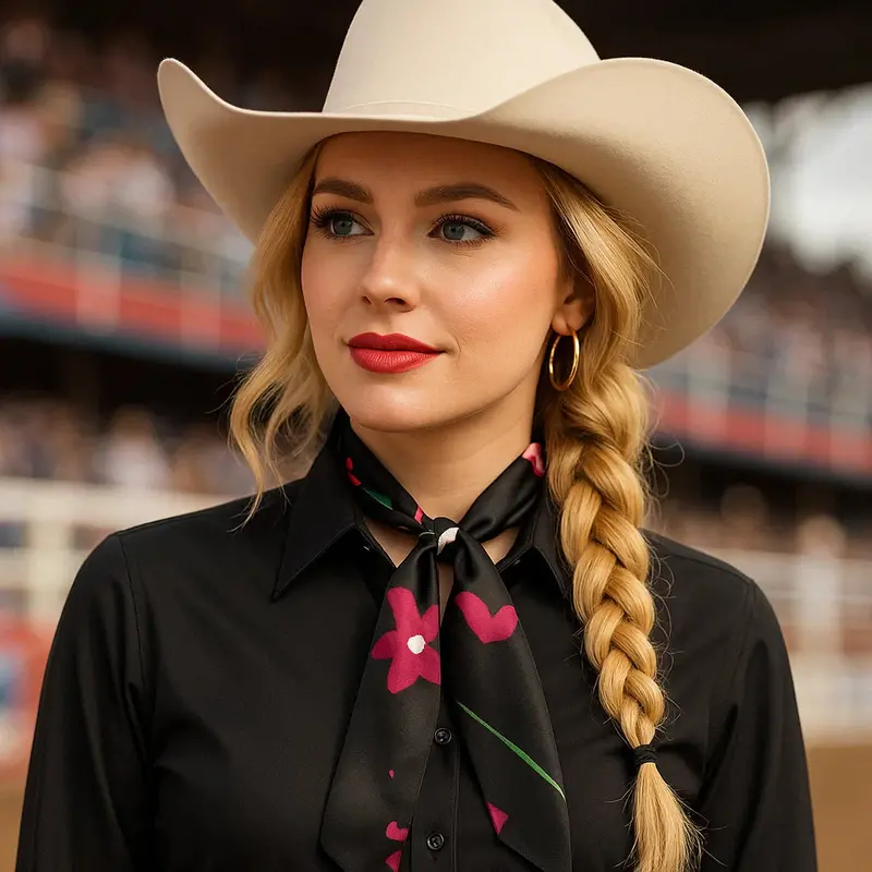 Black And Pink Western Skinny Mini Wild Rag Scarf / Cowgirl Necktie #Tw320 1