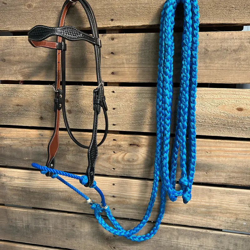 Black Basketweave Blue Loping Hackamore #Lhk003 1