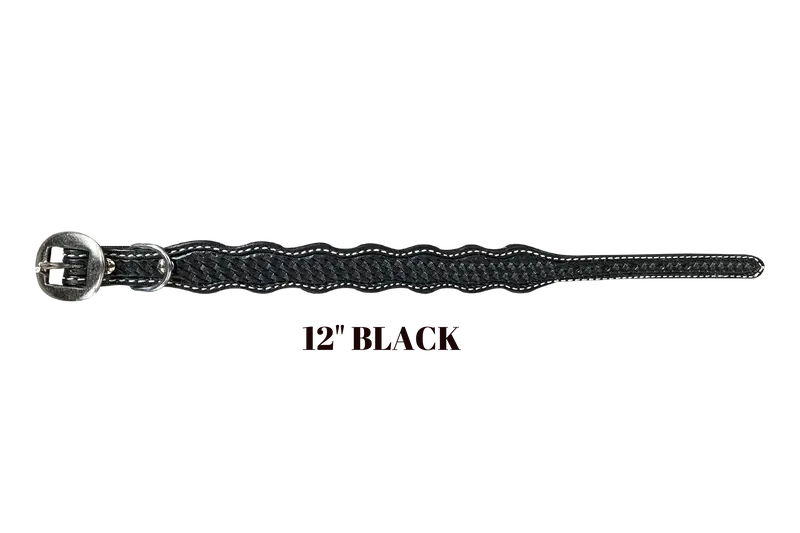 Black Basketweave Dog Collar 12" 1