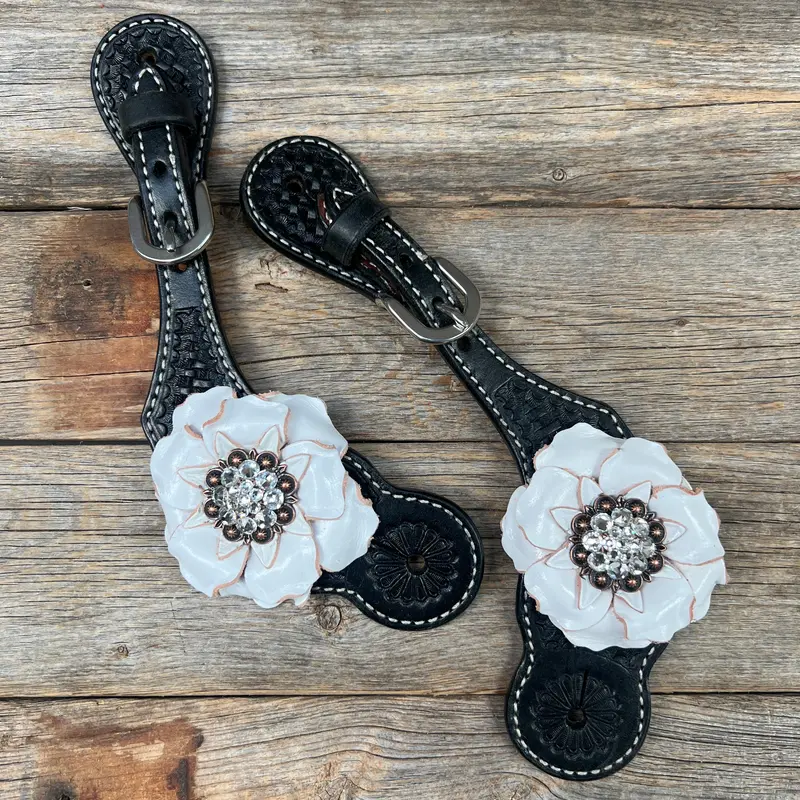 Black Basketweave Spur Straps #Ss100 1