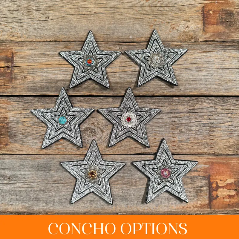 Black Big Star Rhinestone Rosette - Assorted Conchos 1