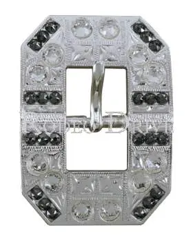 Black & Clear Bright Silver European Crystal Square Cart Buckle 1