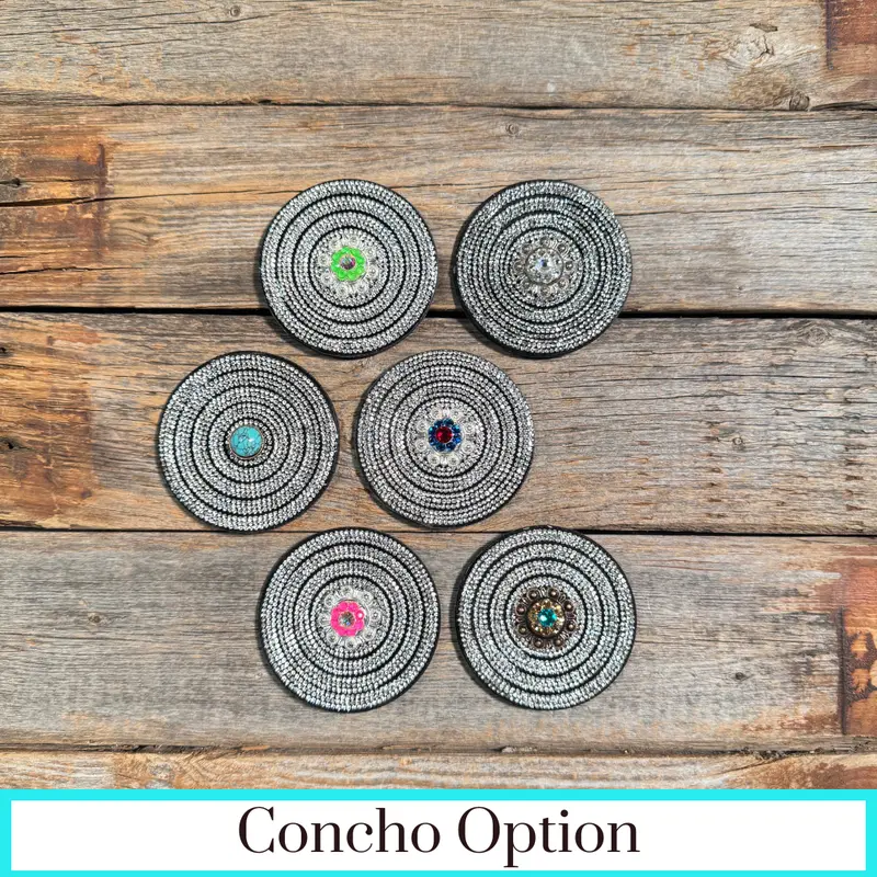 Black Clear Circle Rhinestone Rosette - Assorted Conchos 1