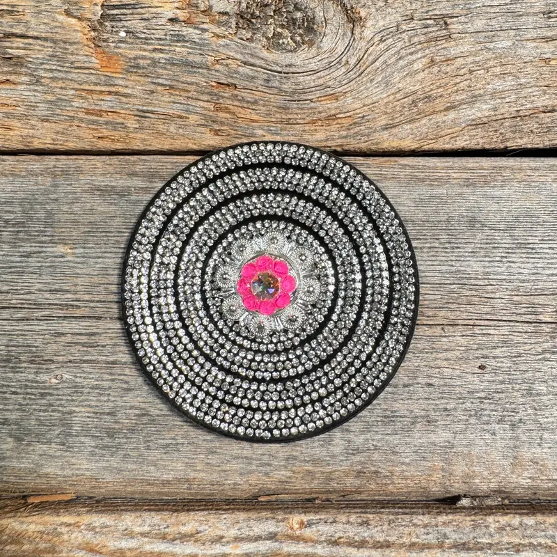 Black Clear Circle Rhinestone Rosette - Assorted Conchos 6