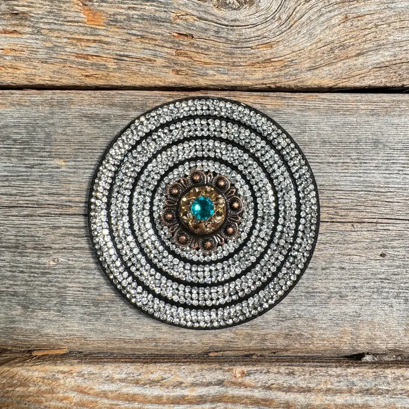 Black Clear Circle Rhinestone Rosette - Assorted Conchos 6