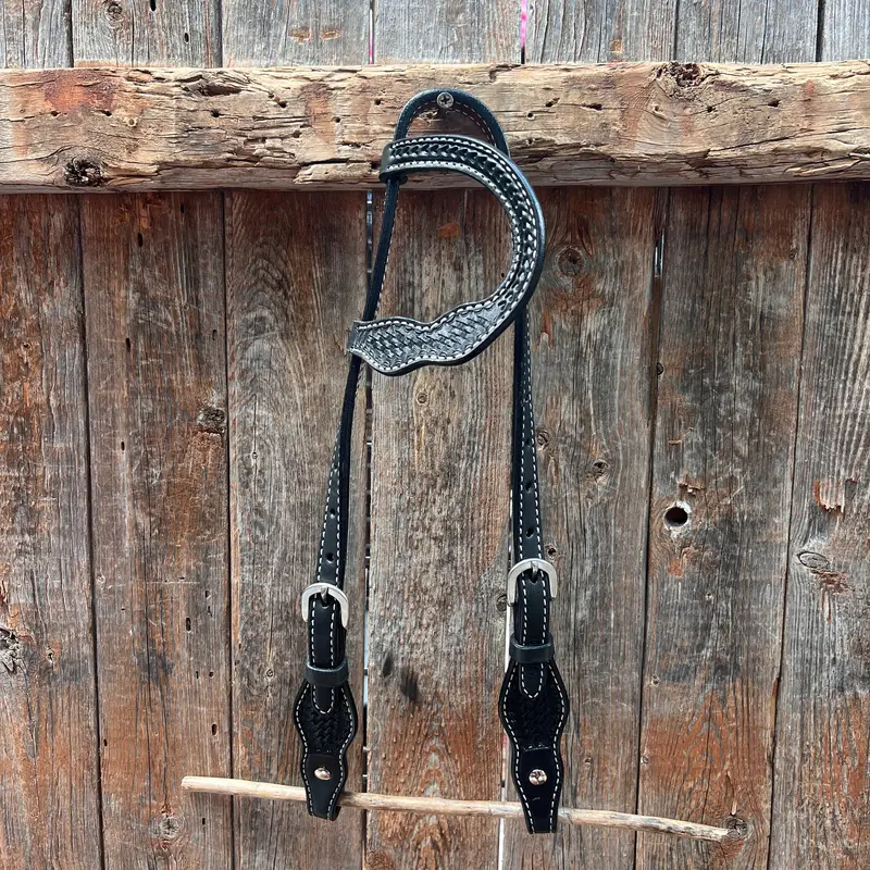 Black Cob - Gag One Ear Headstall / Bridle- Short Cheeks 1