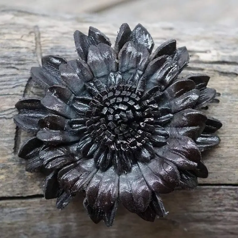 Black Daisy Leather Flower 1