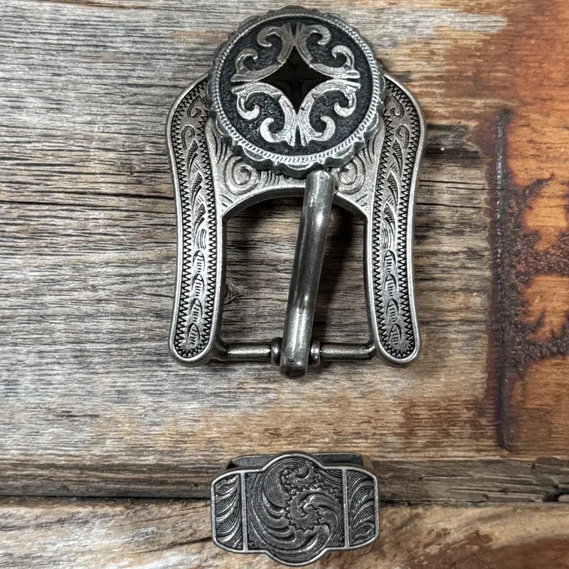 Black Diamond Antique Silver Western Concho Buckle Adapter W213asba 1