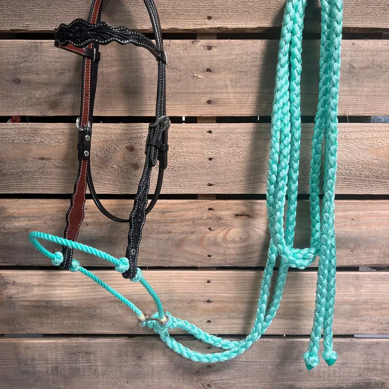 Black Floral Scalloped Turquoise Loping Hackamore #Lhk016 1