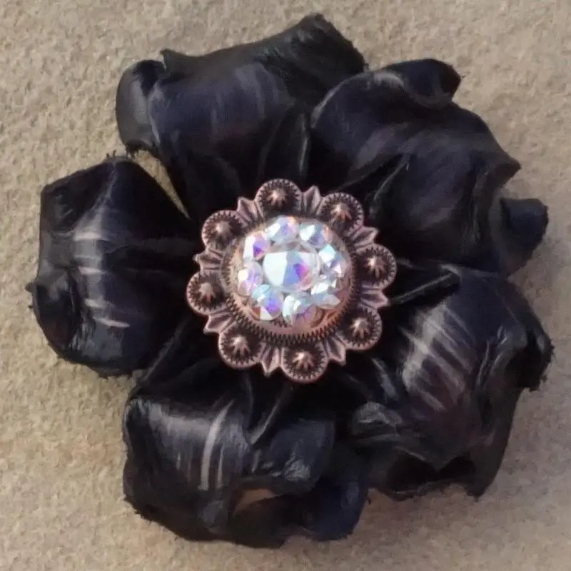 Black Gardenia Flower With Copper Ab 1" Concho 1