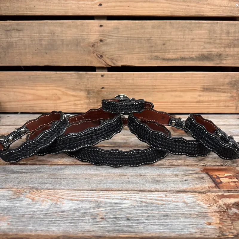 Black Genuine Leather Dog Collars Sizes 10"-28" 1