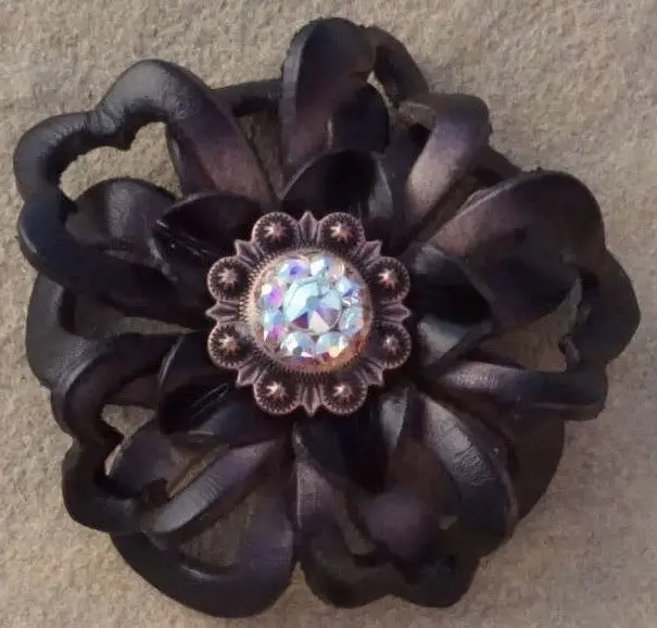 Black Lotus Flower With Copper Ab 1" Concho 1