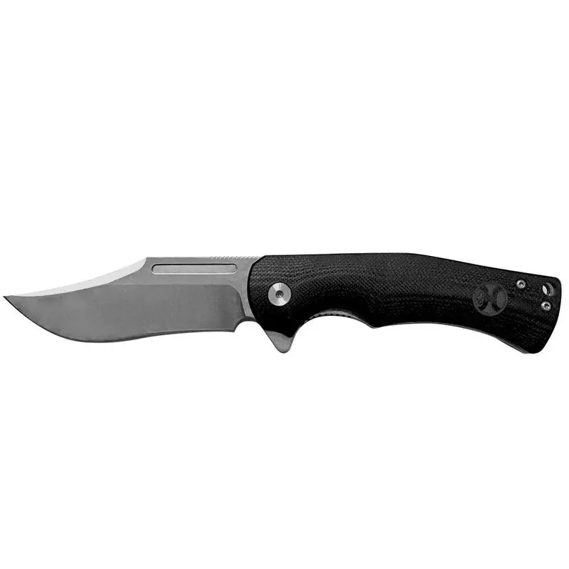 "Black Micarta Clip Point Flipper" Hooey Knife 1
