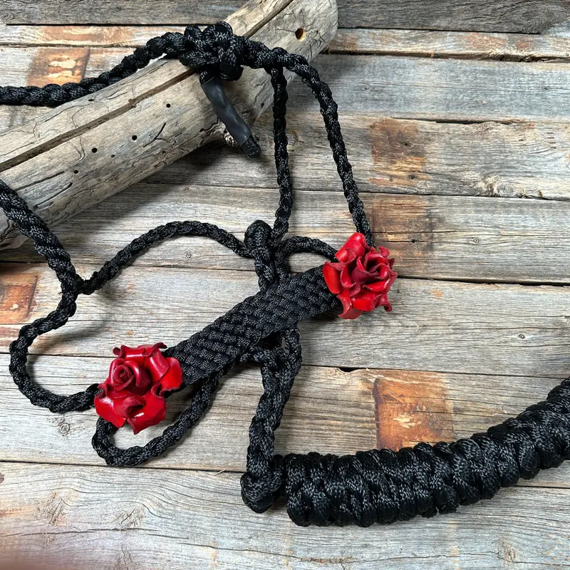 Black Mule Tape Halter - Red Rose #Mt109 1