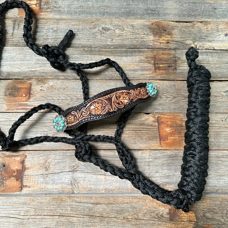 Black Mule Tape Halter -Turquoise & Clear #Mt225 1