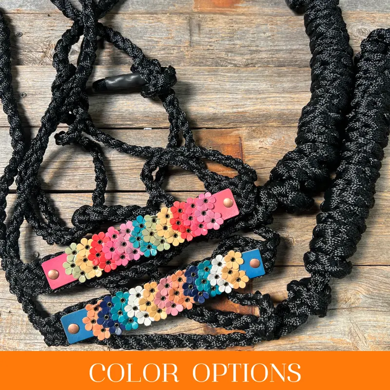 Black Mule Tape Triple Flower Halter 1