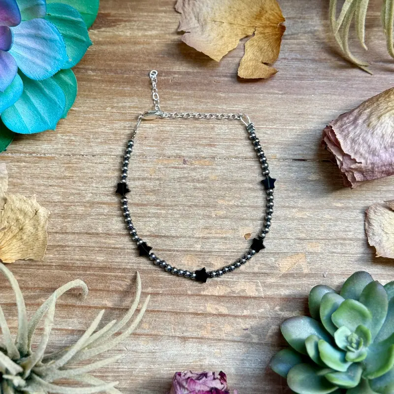Black Onyx Star Bracelet – Sterling Silver Pearls 1