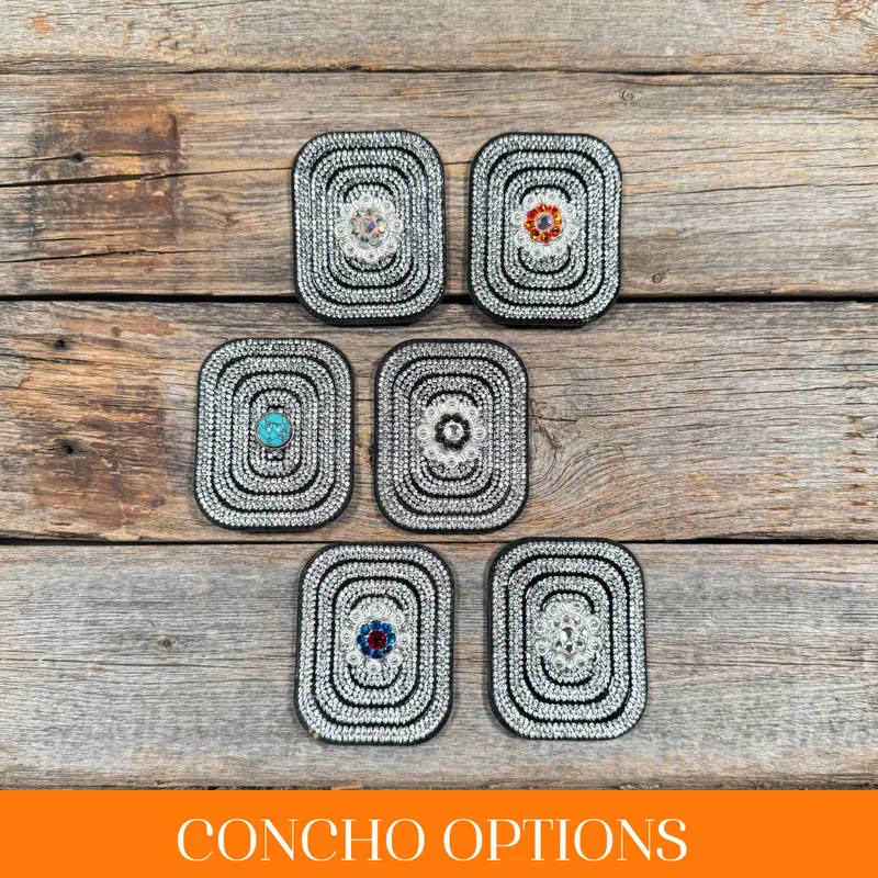 Black Rectangle Rhinestone Rosette - Assorted Conchos 1