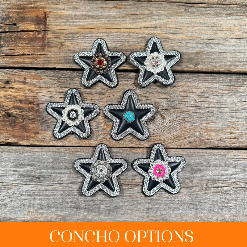 Black Small Star Rhinestone Rosette - Assorted Conchos 1