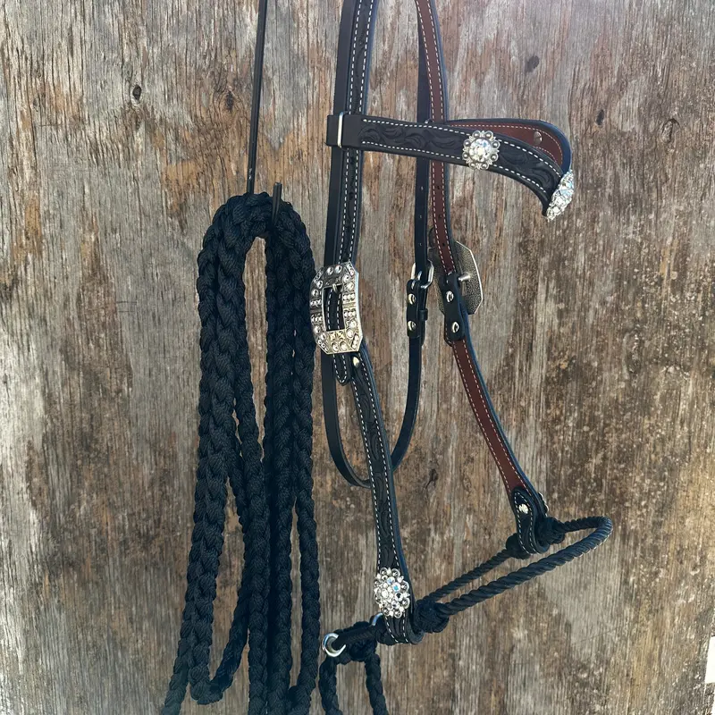 Black V-Brow Clear Loping Hackamore #Lhk103 1