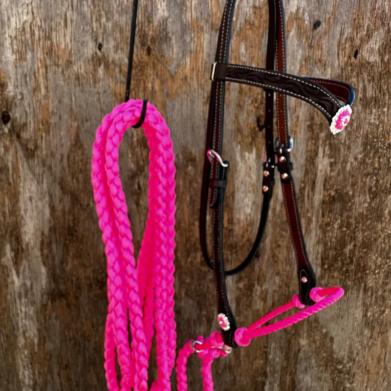 Black V-Brow Neon Pink Loping Hackamore #Lhk101 2