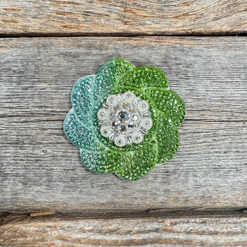 Blue And Green Flower Rhinestone Rosette - Assorted Conchos 3