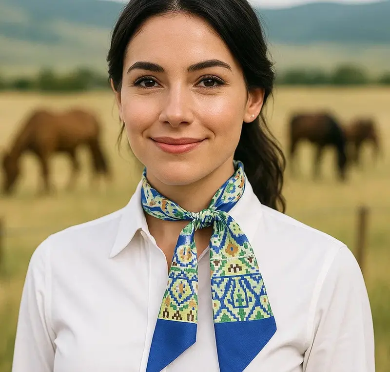 Blue And Green Western Skinny Mini Wild Rag Scarf / Cowgirl Necktie #Tw122 1