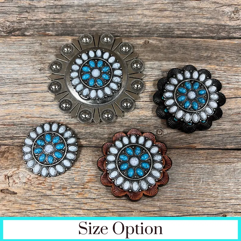 Blue And White Turquoise Western Concho W212 1