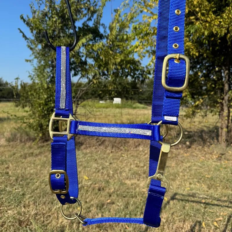 Blue Bling Nylon Horse Halter Bnhblue 1