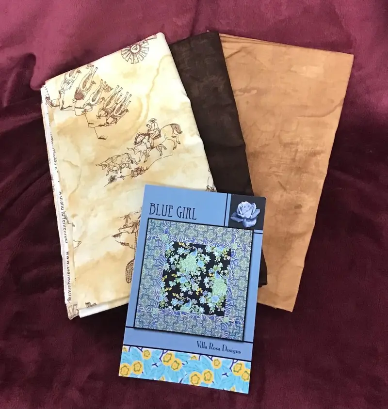 Blue Girl Pattern Kit - Western Theme Fabric  Tan 1