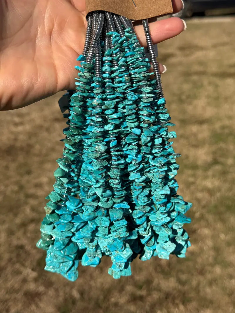 Blue Turquoise & Silver Hematite Necklace – 18” 2
