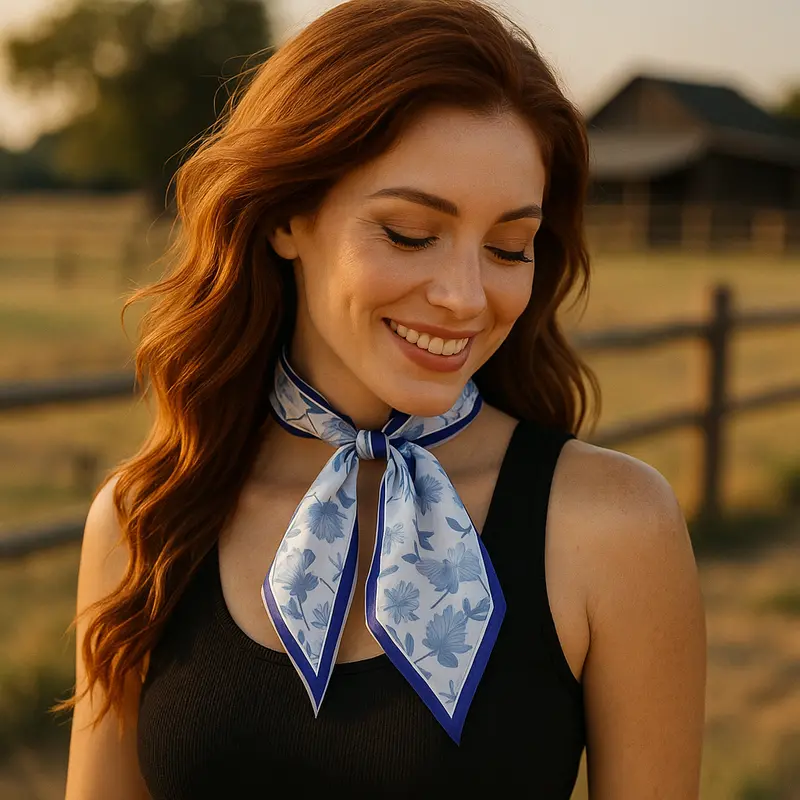 Blue Western Skinny Mini Wild Rag Scarf / Cowgirl Necktie  #Tw146 1