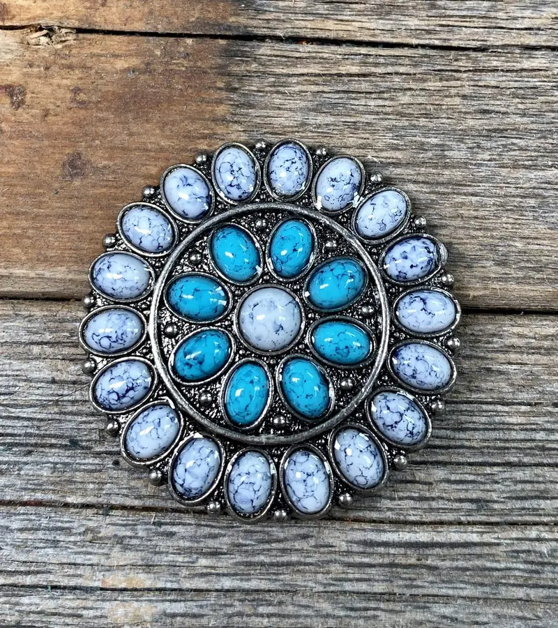 Blue & White Turquoise Concho 1.5" W212 1