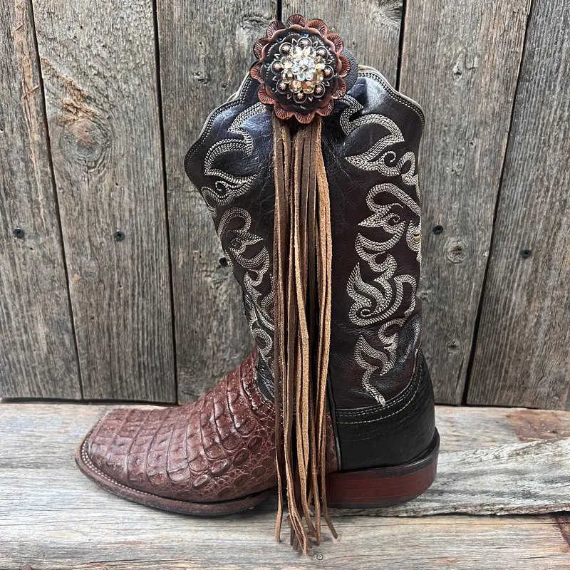 Boot Cuff Jewelry - Copper Champagne And Clear Concho - Fringe 1