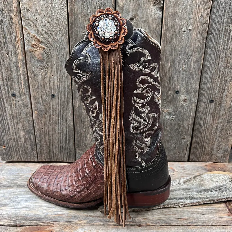 Boot Cuff Jewelry - Copper Clear Concho - Fringe 1