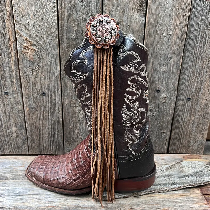 Boot Cuff Jewelry - Copper Dots Concho - Fringe 1