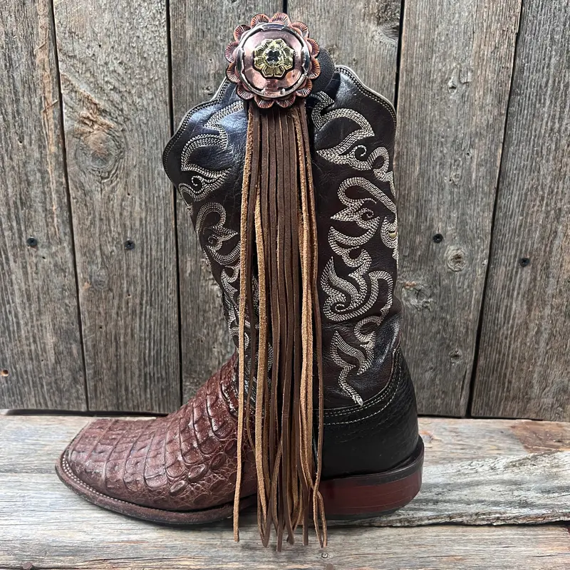 Boot Cuff Jewelry - Copper Floral Concho - Fringe 1