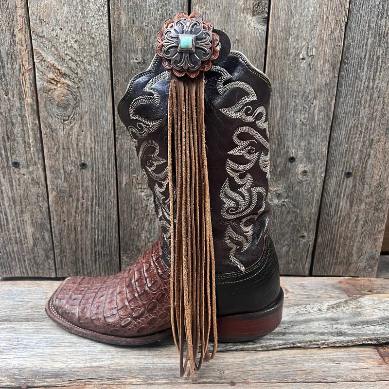 Boot Cuff Jewelry - Copper Turquoise Concho - Fringe 1