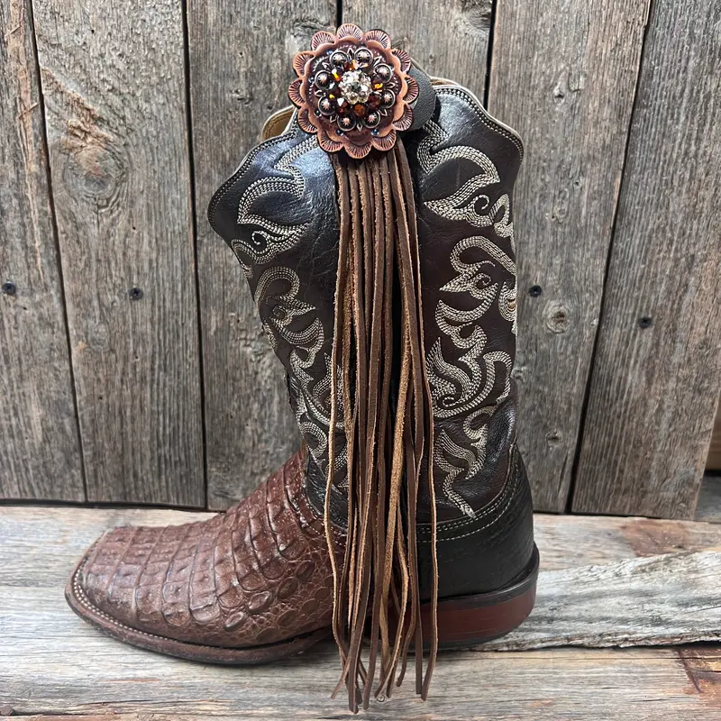 Boot Cuff Jewelry - Jet, Champagne And Topaz Concho - Fringe 1