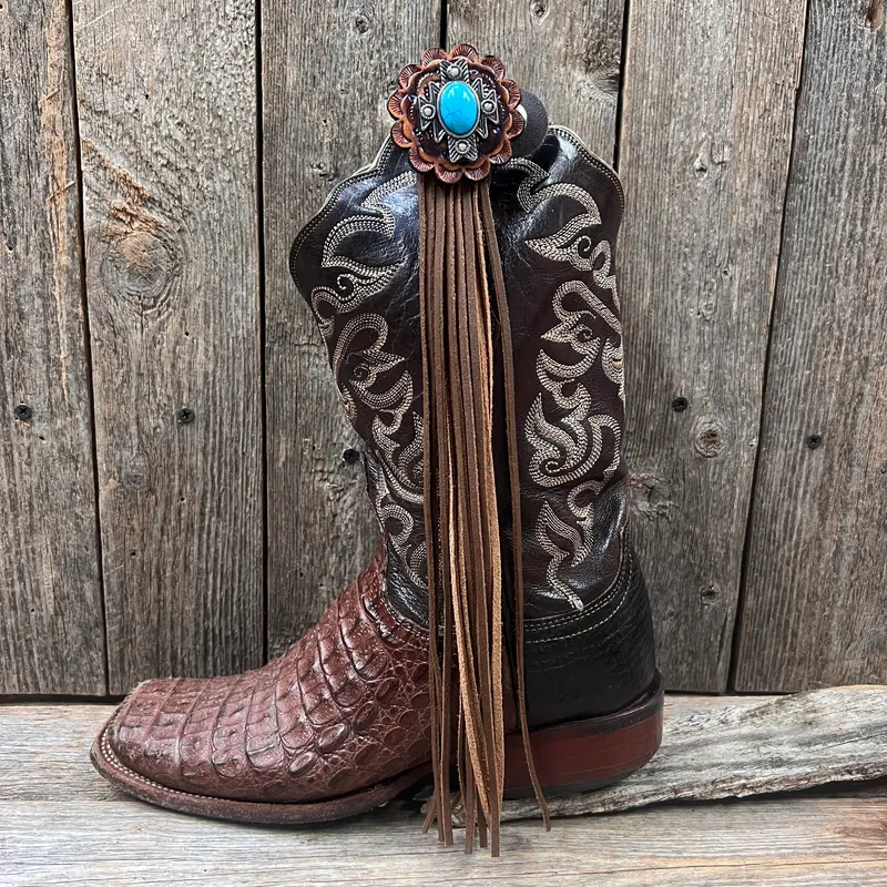 Boot Cuff Jewelry - South West Turquoise Concho - Fringe 1