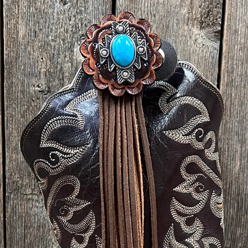 Boot Cuff Jewelry - South West Turquoise Concho - Fringe 2