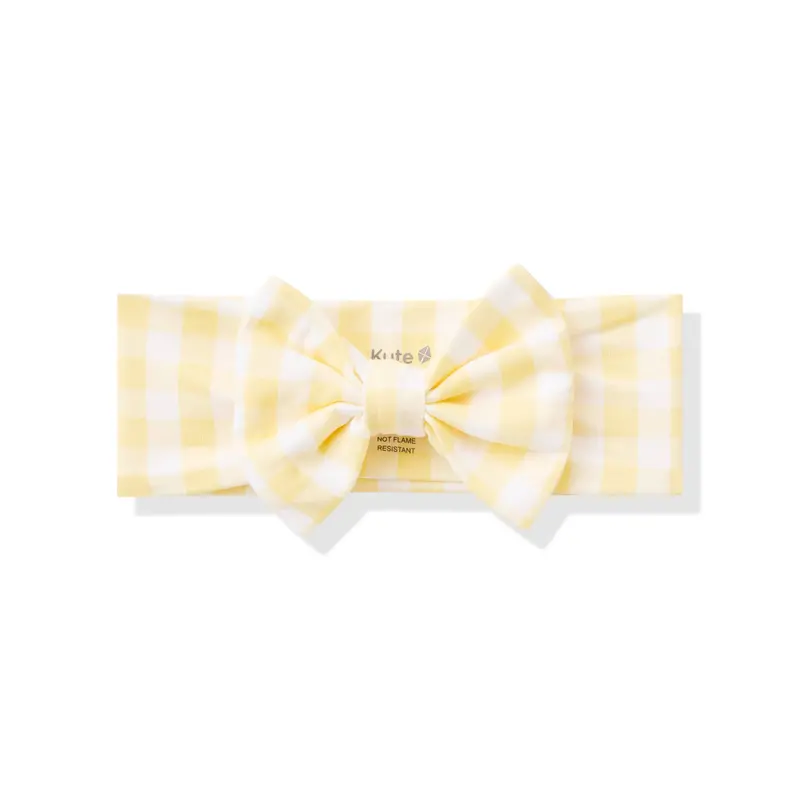 Bow Headband In Gingham Chamomile 1