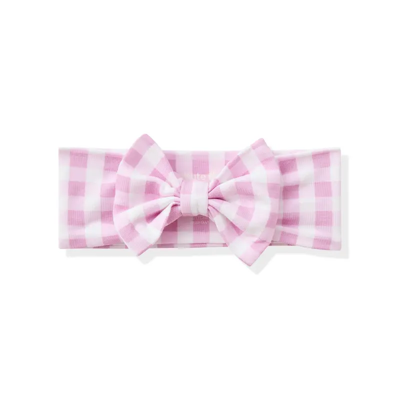 Bow Headband In Gingham Thistle 1