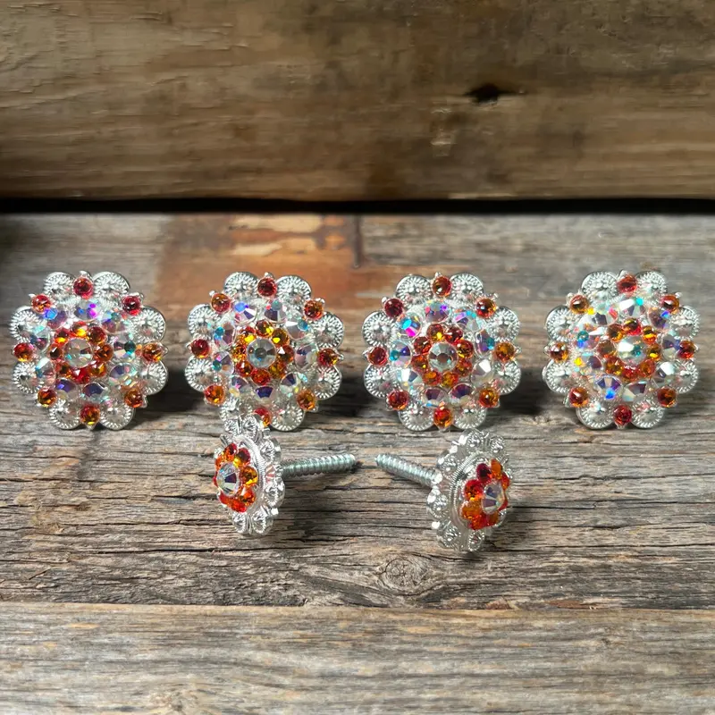 Bright Silver Fire Opal & Ab Saddle Conchos 1