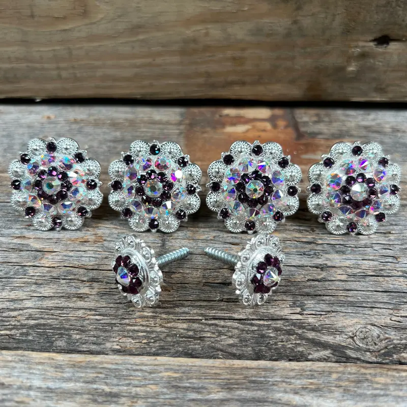 Bright Silver Purple & Ab Saddle Conchos 1
